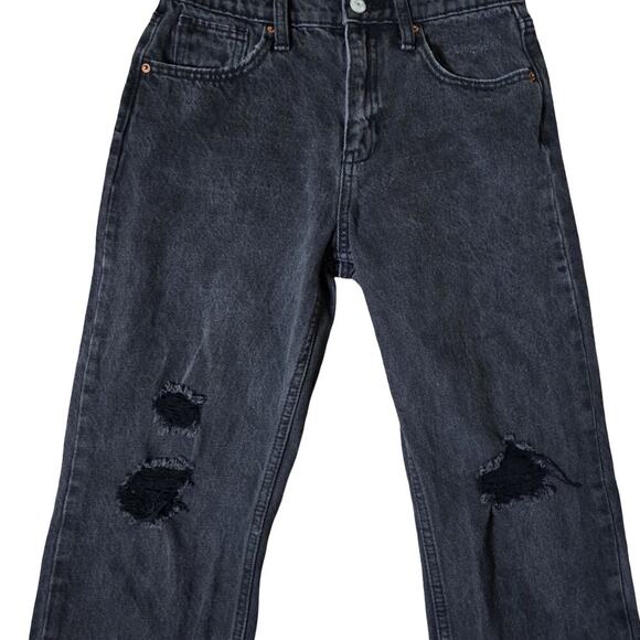 Old Navy Women’s Size 12 High Rise Slouchy Straight Black Cropped Ripped Jeans - Picture 3 of 11